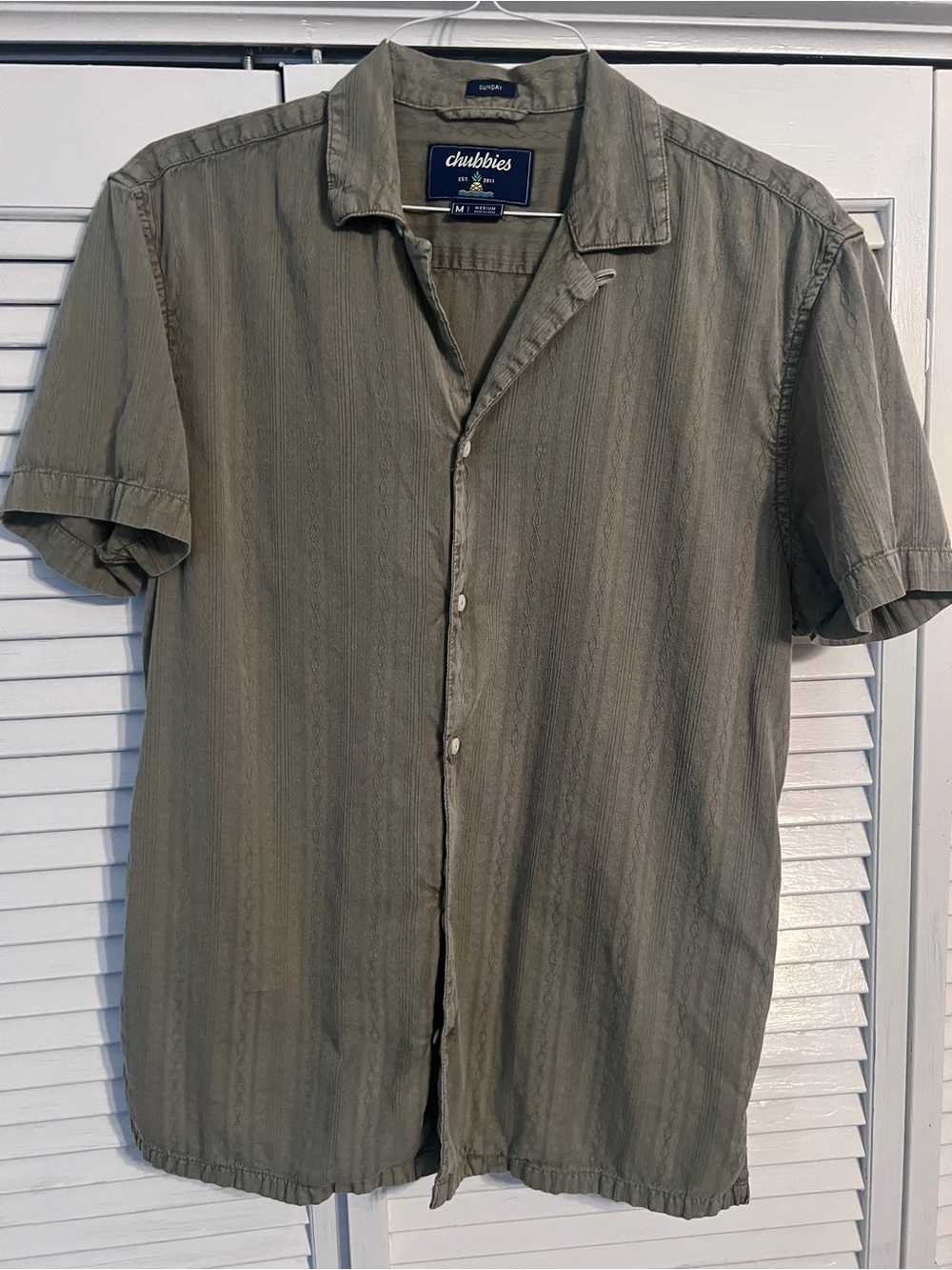 chubbies Olive-Green Short Sleeve Button-Down Camp Shirt
